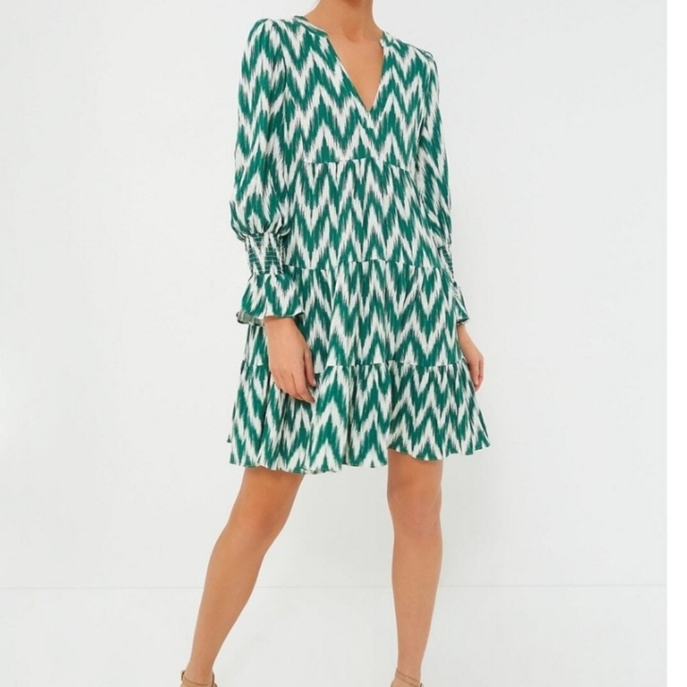 Pomander Place Kenzo Chevron Dress Size XXL Green White